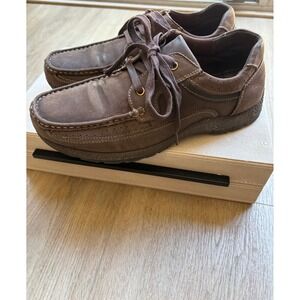 Tansmith Mens Brown Leather Boat Shoes Lace Up Loafers Size 9.5 Style 371072